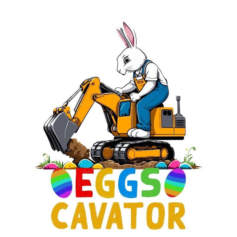 Funny Easter Saying Easter Bunny Excavator Driver