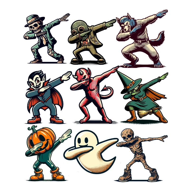 Dabbing Halloween Creatures Funny Dabbing