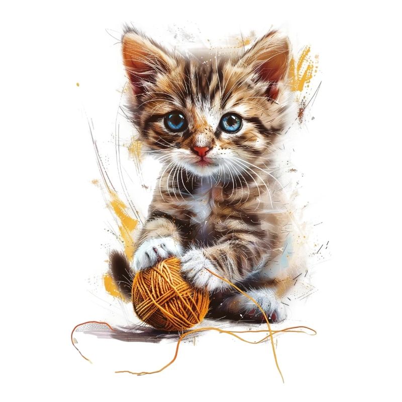 Chaton espiègle avec pelote de laine