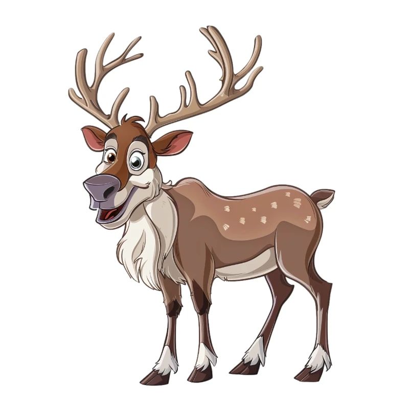 Cheerful reindeer with antlers