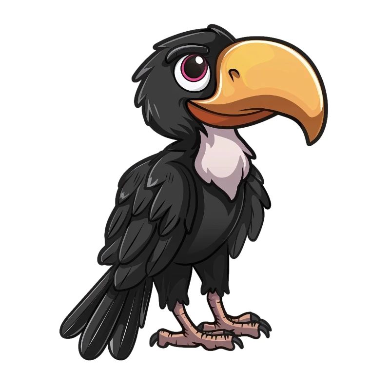 Oiseau de dessin animé mignon avec un gros bec