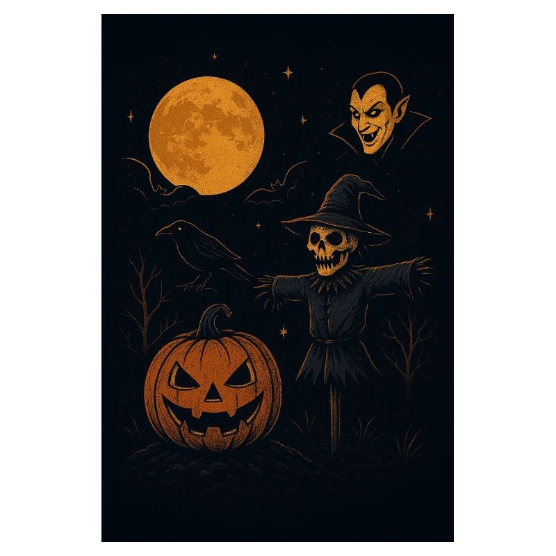 Halloween Witch Pumpkin with Moon Mood