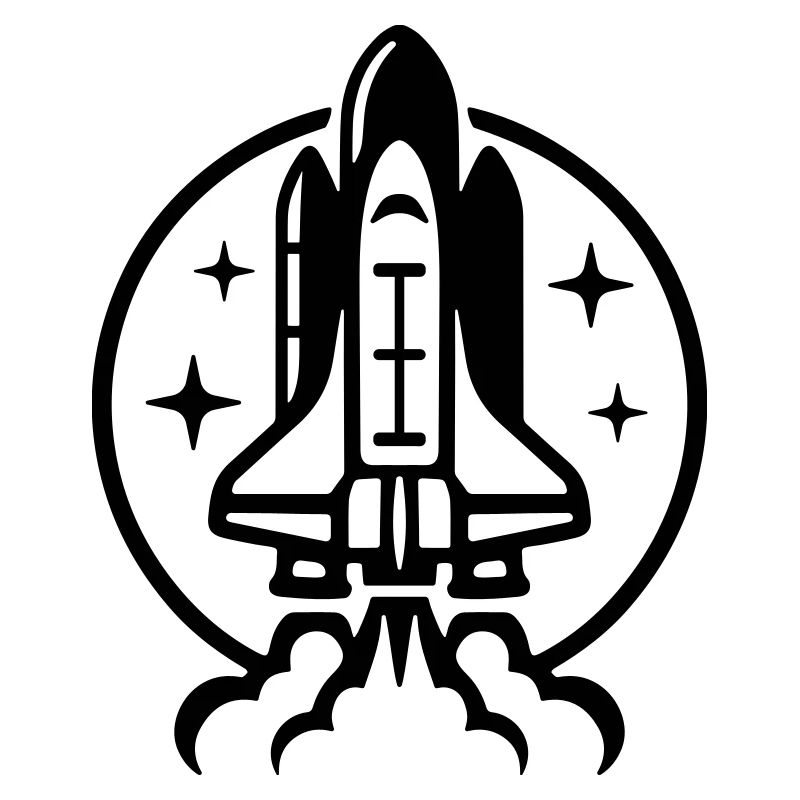 Space shuttle launch logo icon. Take off. Rocket