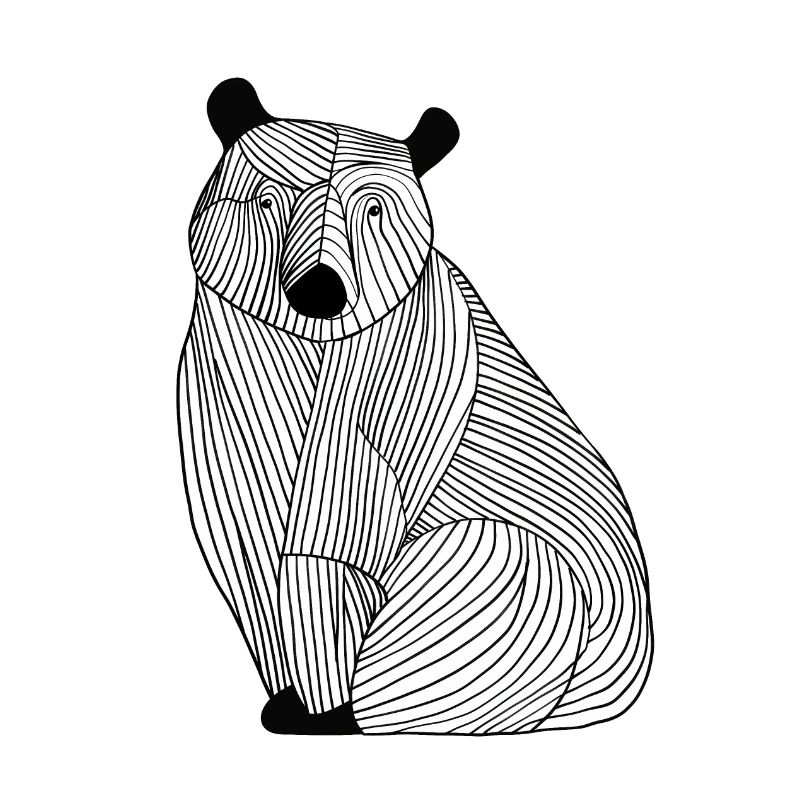 Linien Kunst Tier Bär