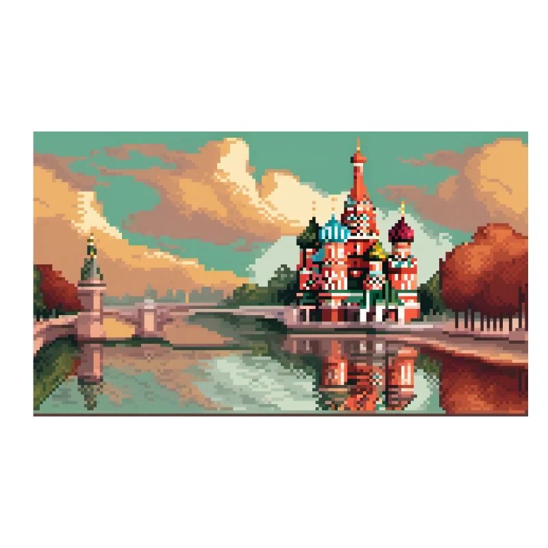 Cathédrale Saint-Basile, Moscou, Russie - Pixel Art