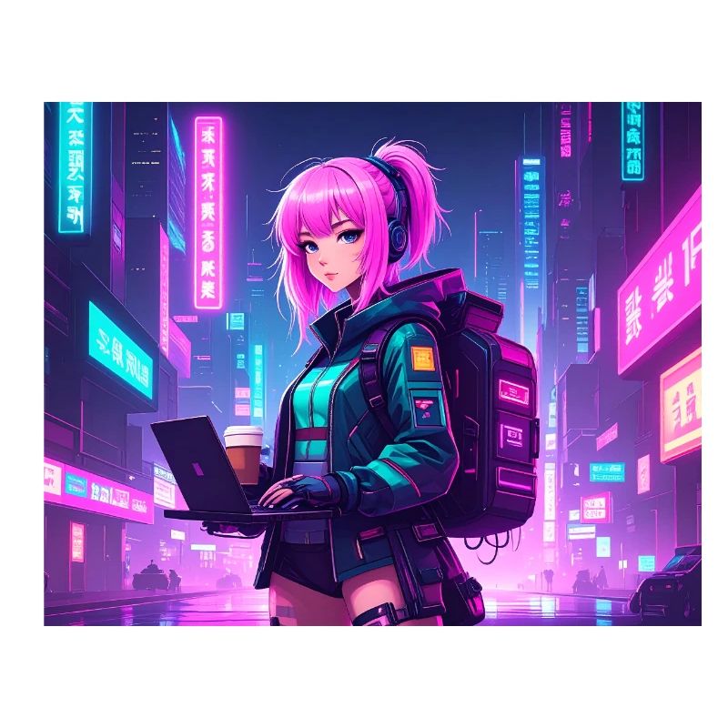 Neon Hacker Girl – Prêt à coder et à conquérir