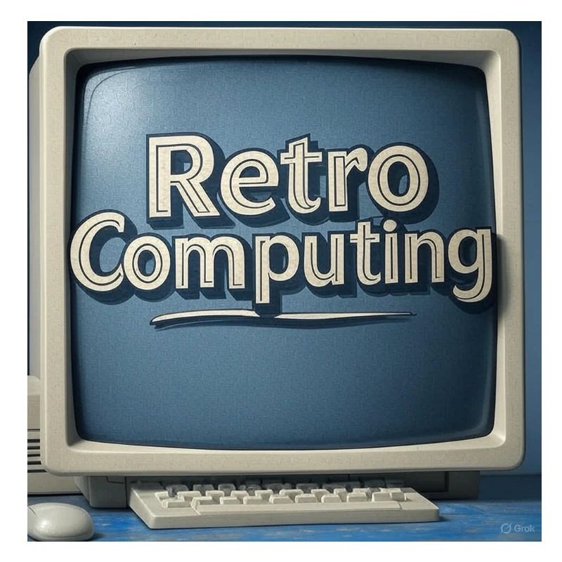 Retro Computer Graphics on Blue Background