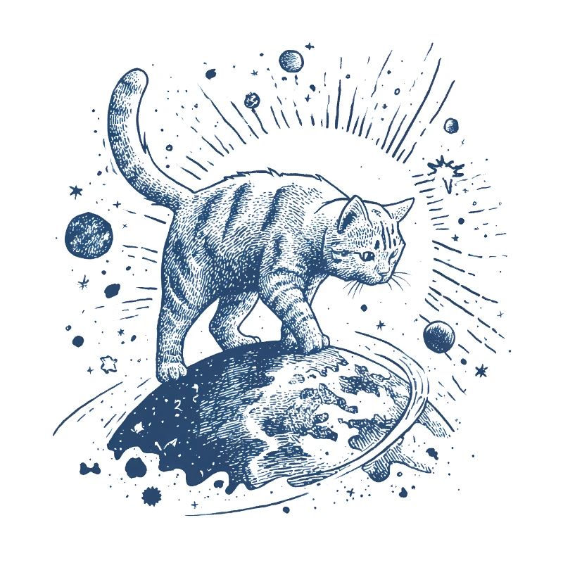Tigre de l’espace bleu - Chat marchant dans l’espace