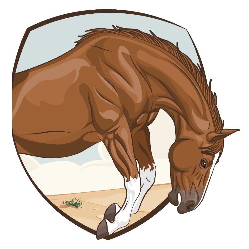 Ein Pferd, das in ein Feld springt