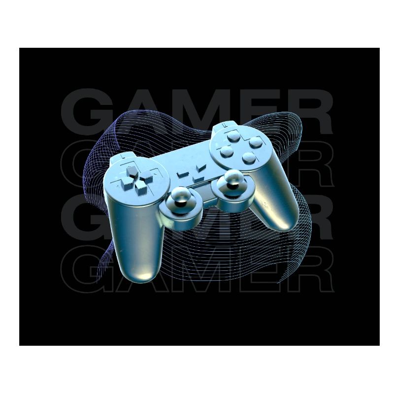 Neonblauer Controller 3D