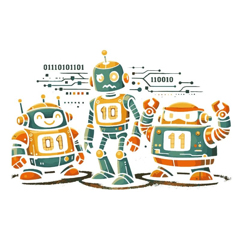 Robots Geek Code Binaire Informatique IT