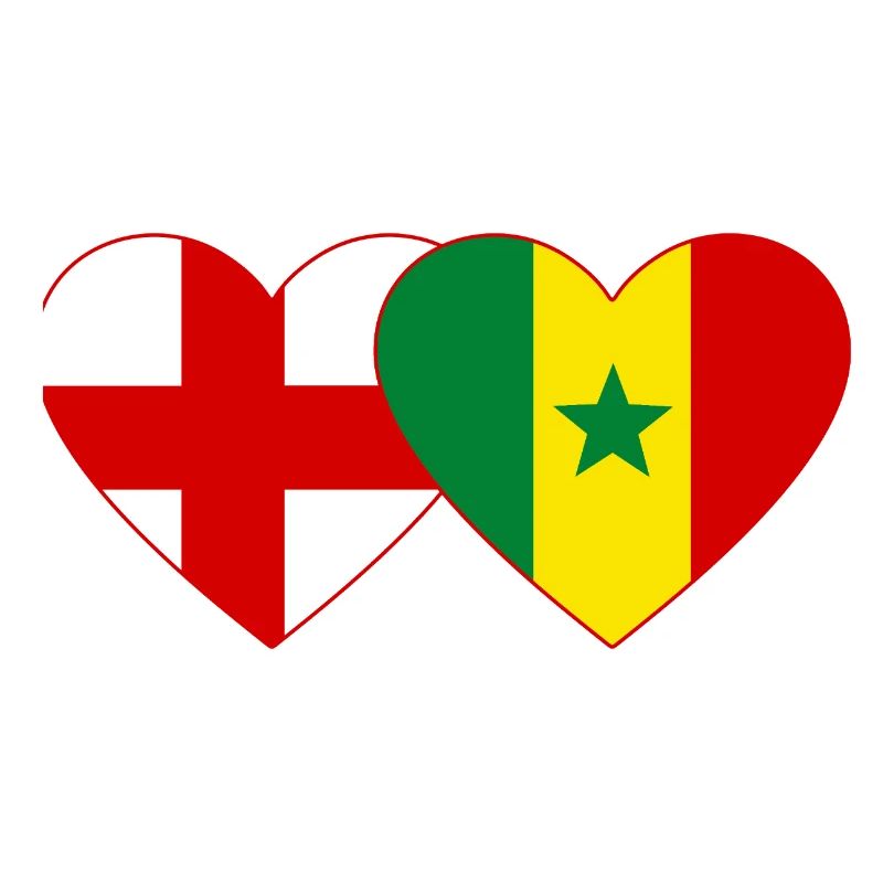 Angleterre Sénégal Drapeau Mains Coeur Forme