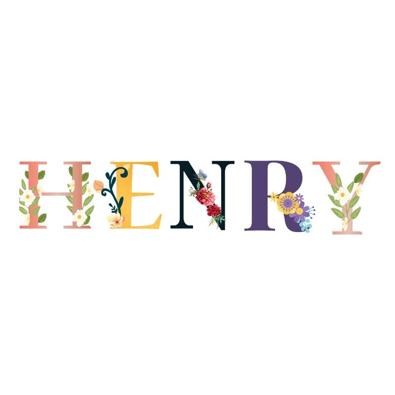 Nom HENRY décoré de fleurs