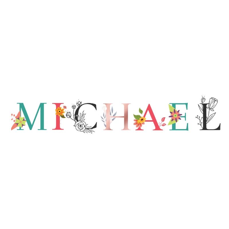 ART DU NOM MICHAEL AVEC FLEURS BRODÉES