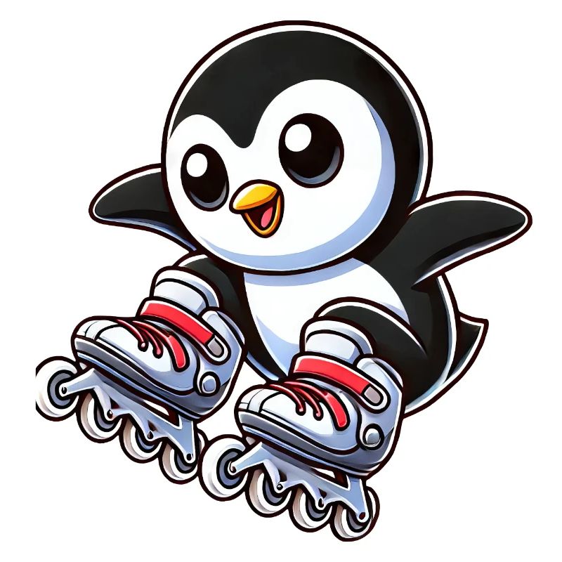 Cute Penguin Inline Skates Cartoon