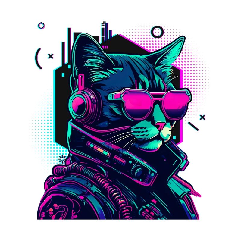 Cyberpunk Chat avec lunettes de soleil