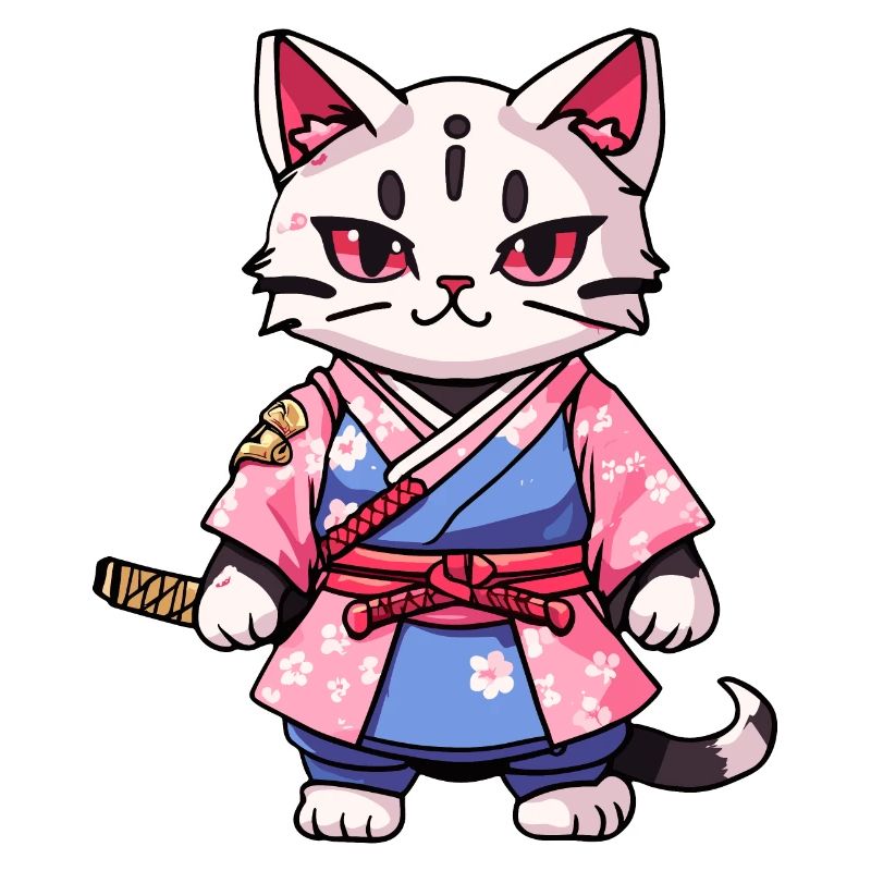 Chat samouraï & fleurs de cerisier #14