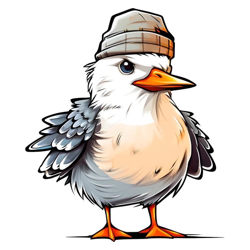 Coole Möwe mit Mütze