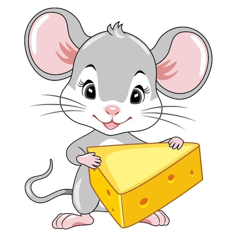 Mignon bébé souris avec un morceau de fromage