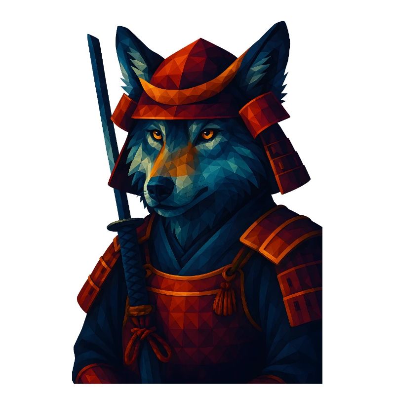 WPAP Stil Tier - Samurai Wolf altertümlich Rüstung