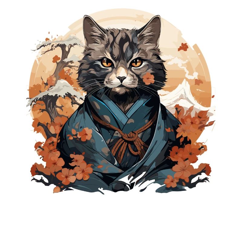 Funny Samurai Cat
