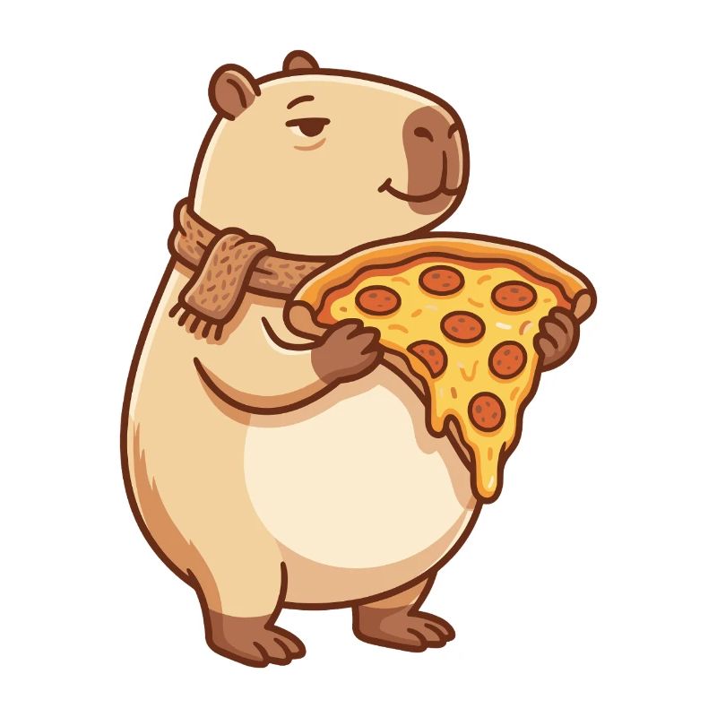 Pizza Capybara mit schmelzendem Käse