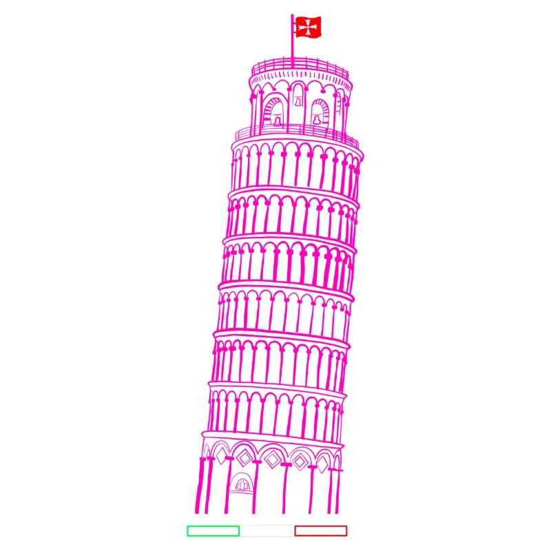 Leaning Tower of Pisa drawn