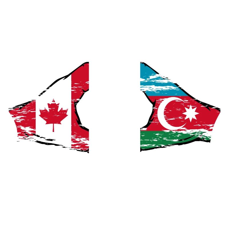 Forme de coeur Canada Azerbaïdjan avec mains utilisées