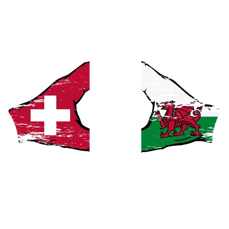 Suisse Pays de Galles Drapeau Mains Coeur Forme Utilisé