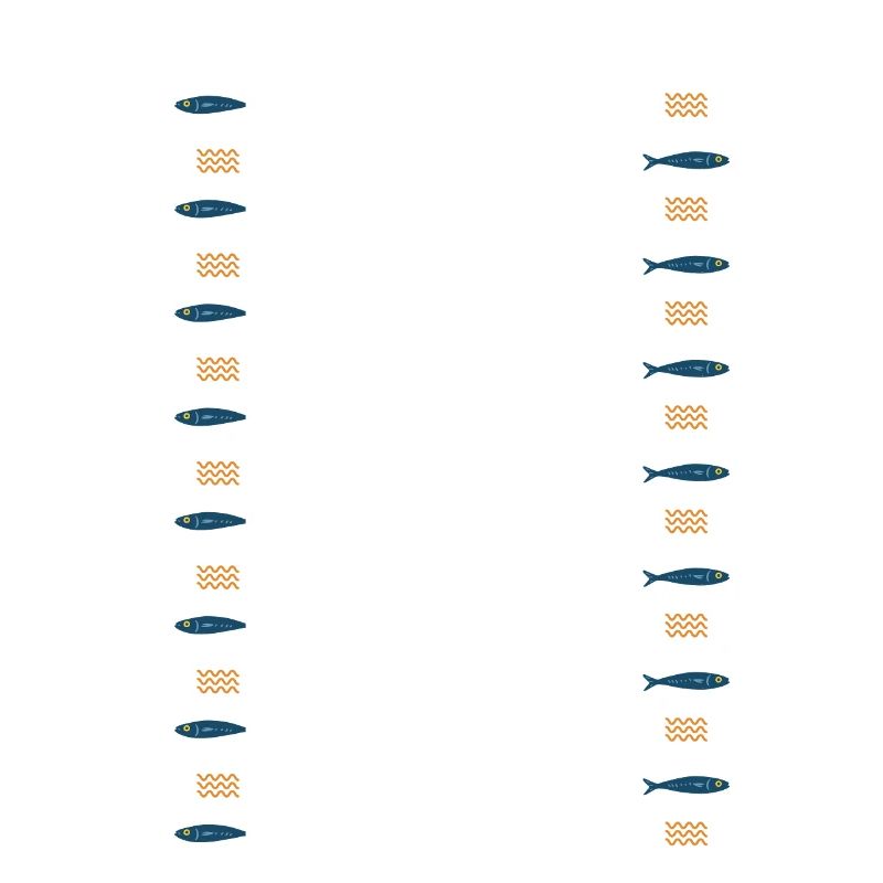 Minimalist Sardines and Waves Pattern for Summer