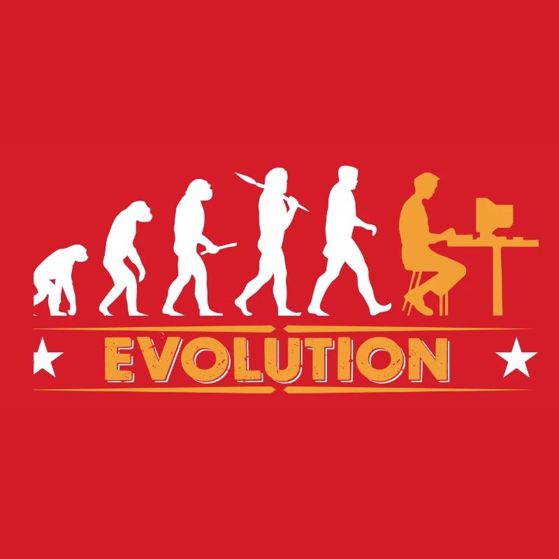 Computer Nerd Evolution - orange/weiss