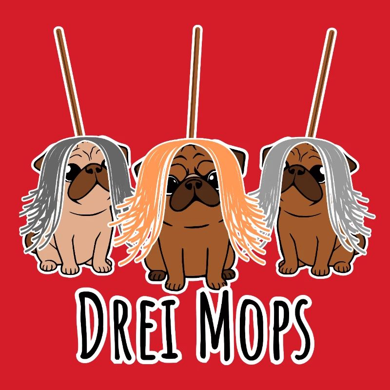 Zwei Mops - Hunde oder Putzgeräte? Hunde Humor?