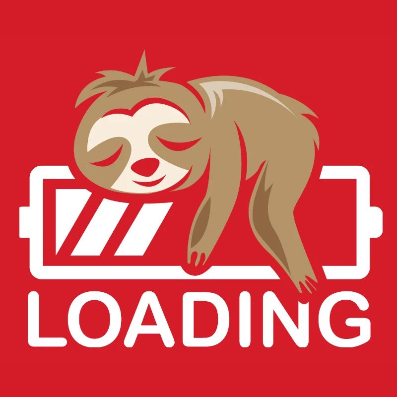 funny sloth loading battery icon comic
