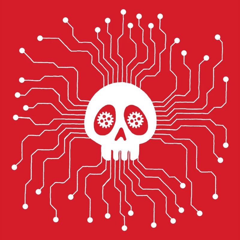 White Microprocessor Skull