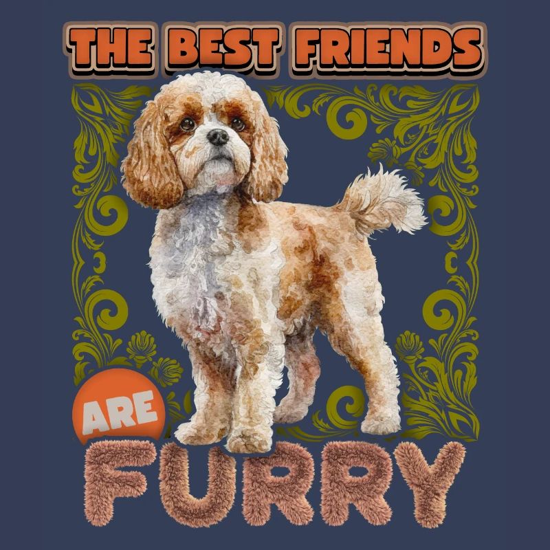 Cavapoo dog vintage illustration, funny saying