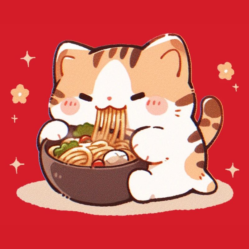 Mème de chat mangeant des spaghettis