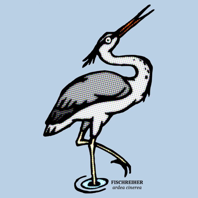 Heron Ardea cinerea retro illustration