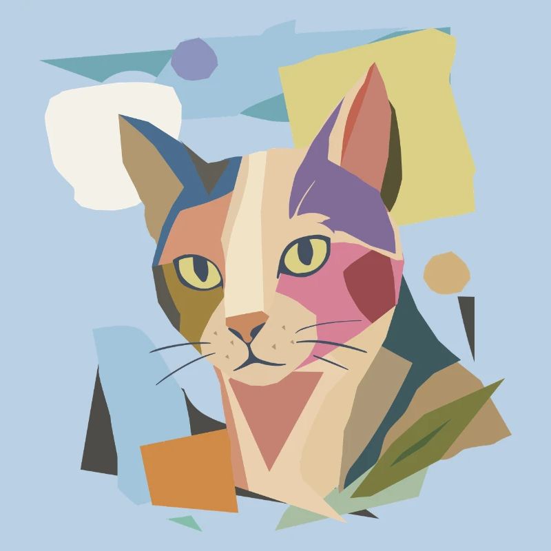 Abstrakte Katze im modernen Farbblock-Design