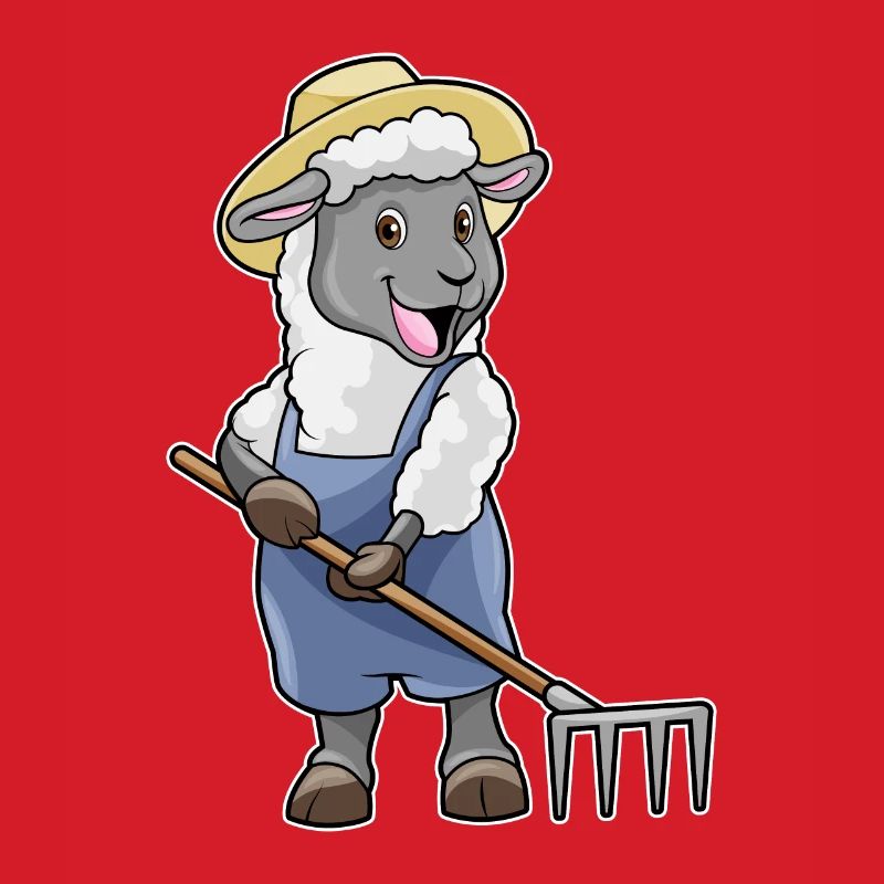 Schaaf as a farmer with rake & hat
