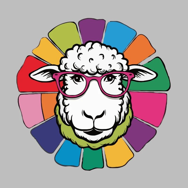 Mouton avec des lunettes mignon dans un design coloré et cool