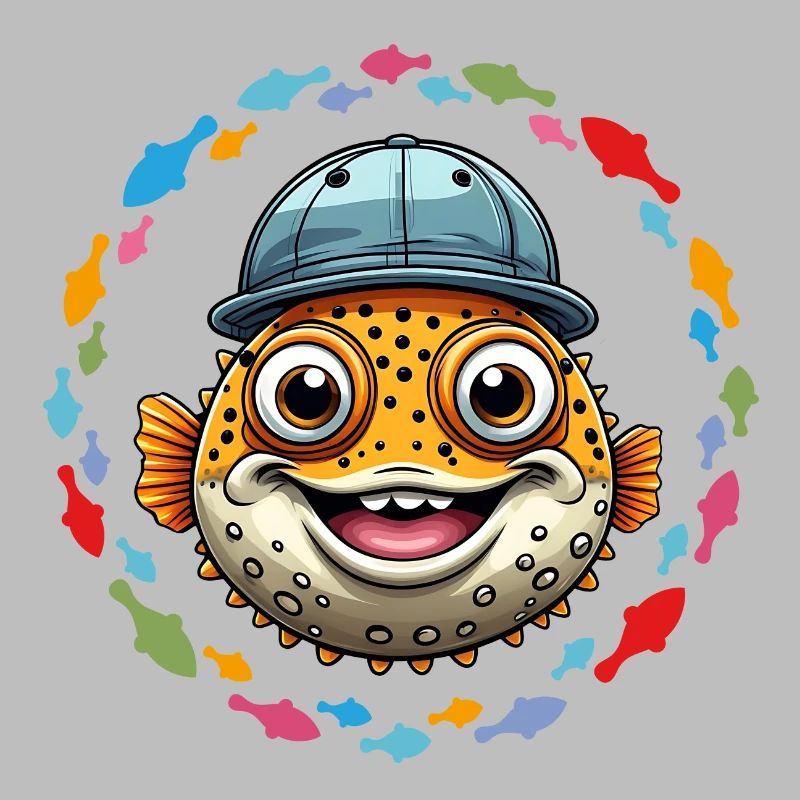 Cooler Kugelfisch mit Basecap
