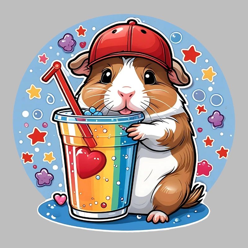Cochon d’Inde mignon dégustant de la limonade