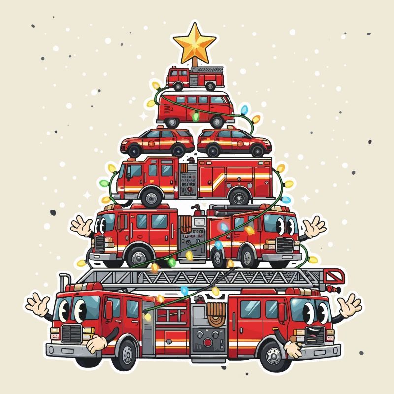 Funny Firefighter Tree Merry Christmas Gesc