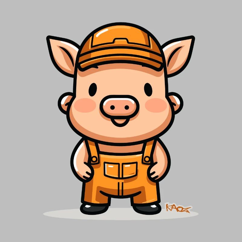 Funny Construction Worker Craftsman Pig