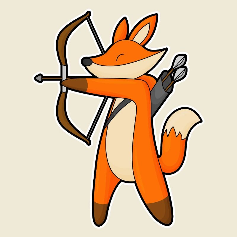 Fuchs als Bogenschütze mit Pfeil & Bogen