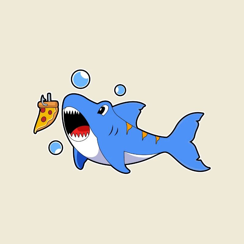 Shark with pizza as bait