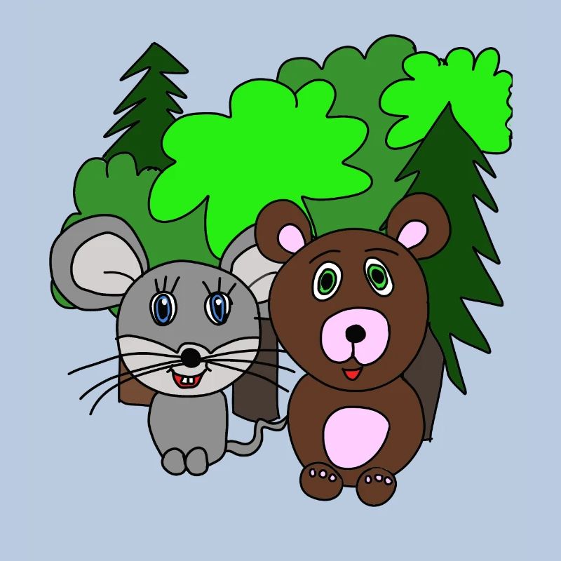 Maus und Bär im Wald. Freunde. Geschenk