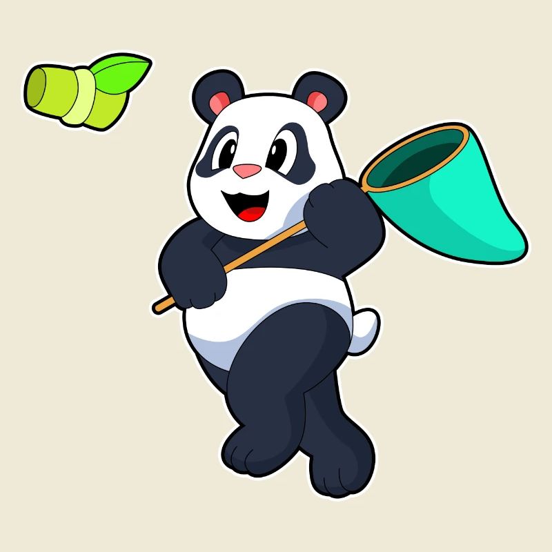 Panda Landing Net Bambou