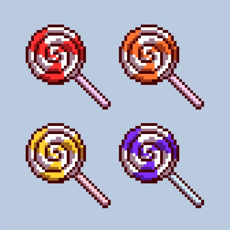 Candy Caramel Sugar Retro Pixel Lollipops