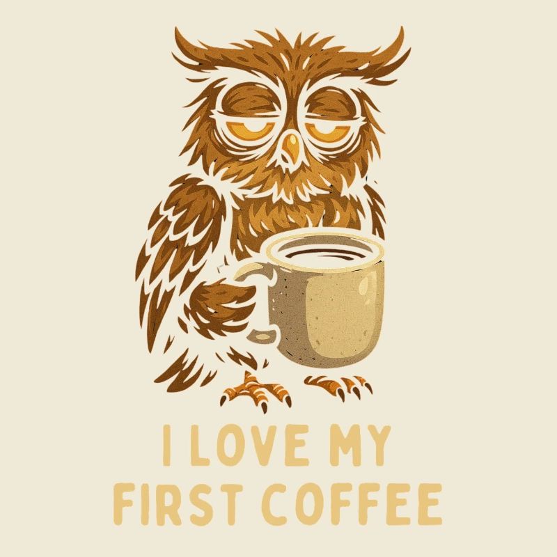 I Love my first Coffee Eule Owl